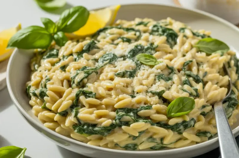 One Pan Creamy Ricotta Spinach Orzo