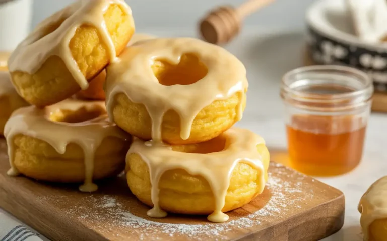 Crispy honey butter cornbread doughnuts fresh from the fryer - golden, glazed, and impossible to resist.