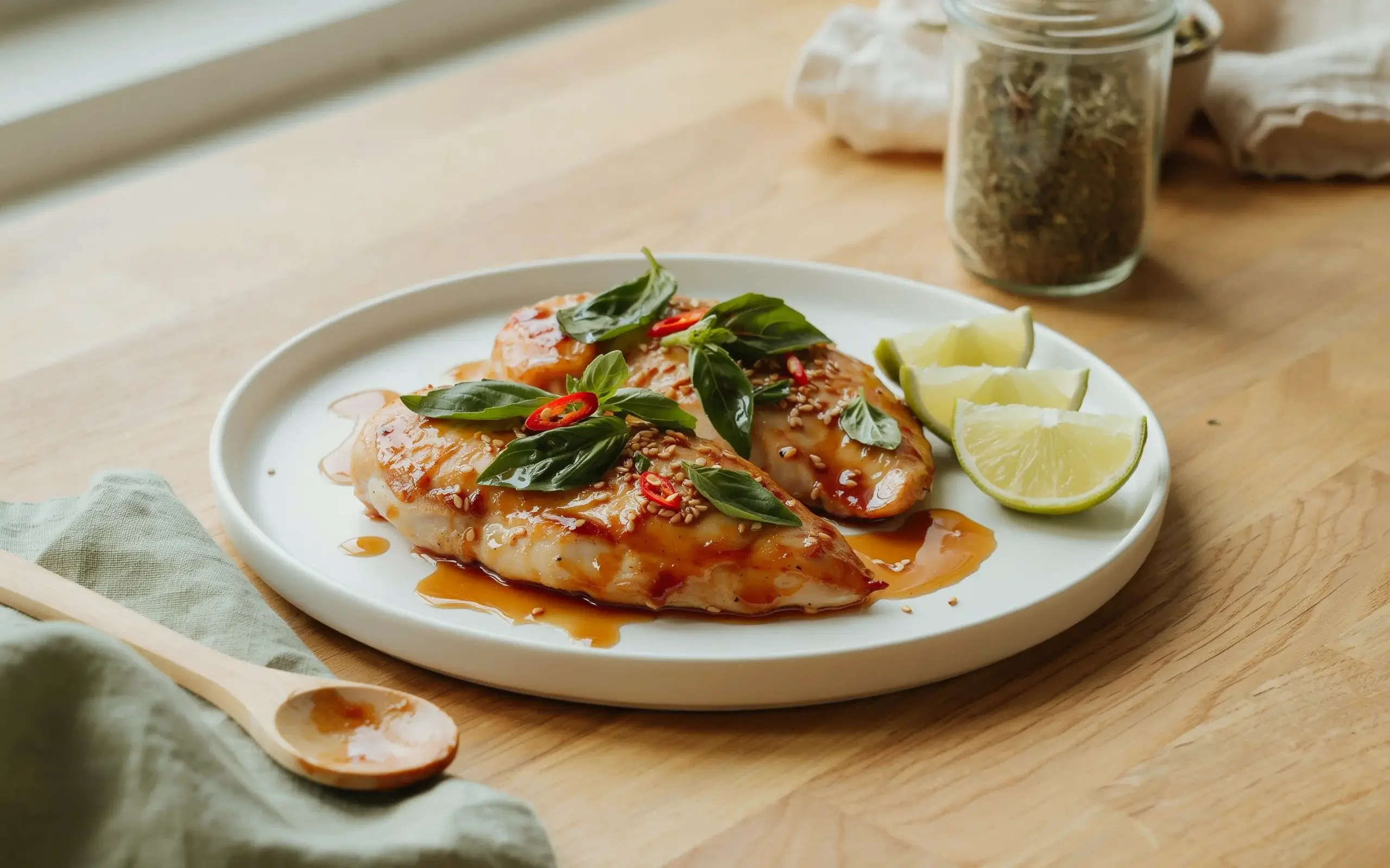 Juicy mango basil chicken with golden glaze and fresh herbs, a tropical dinner ready in 25 minutes.